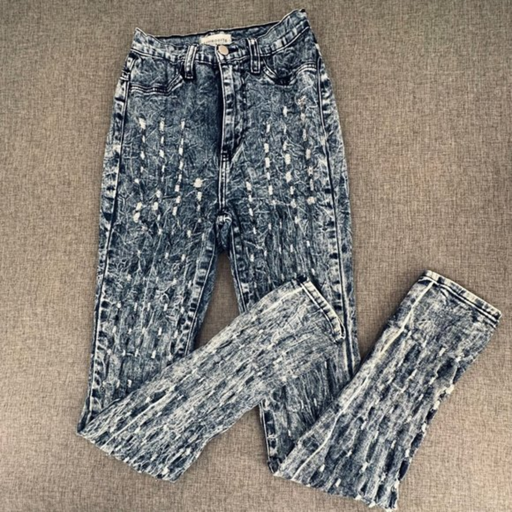 Aphrodite Distressed Jeggings Jeans Size 5 Stretchy Unique Skinny Fit Acid Wash
